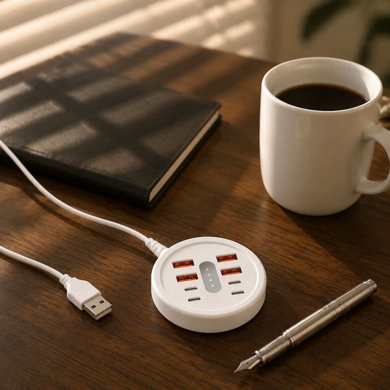 Circular 8-in-1 Portable Multi-Port Dock with USB + Type-C Fast Charging Phone Adapter Power Strip