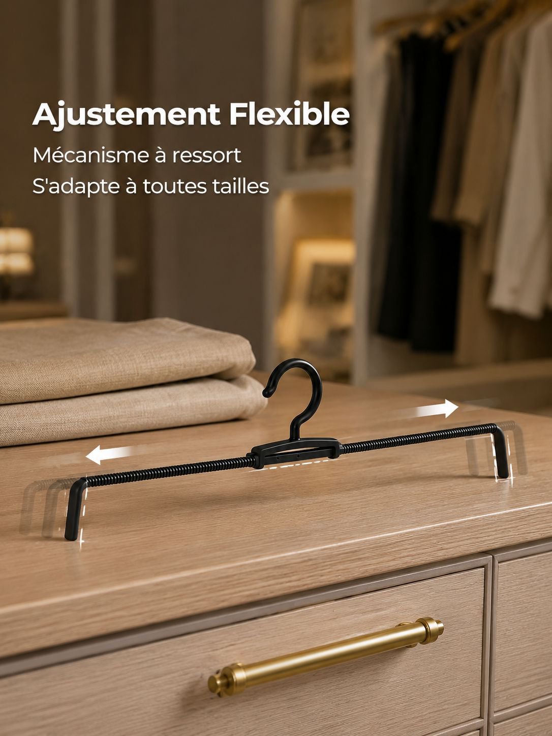 Cintre à pantalon extensible à ressort