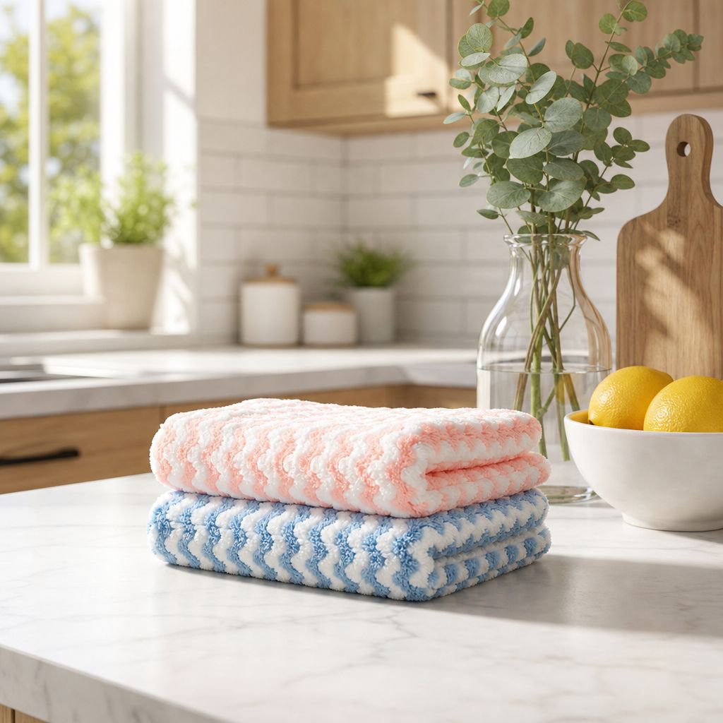 Cationic Water Ripple Thick Coral Fleece Cleaning Rag