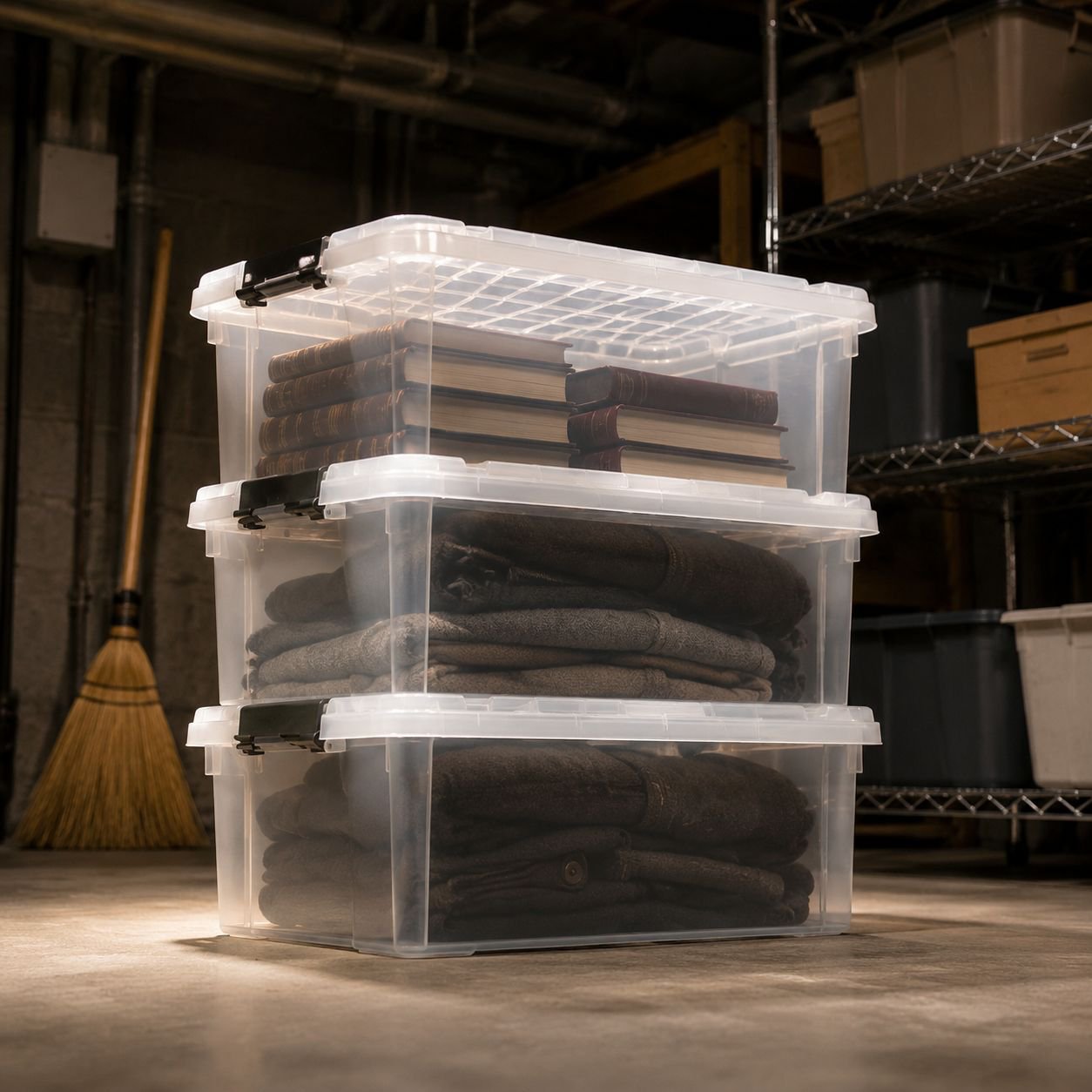 Caja organizadora transparente reforzada para el hogar