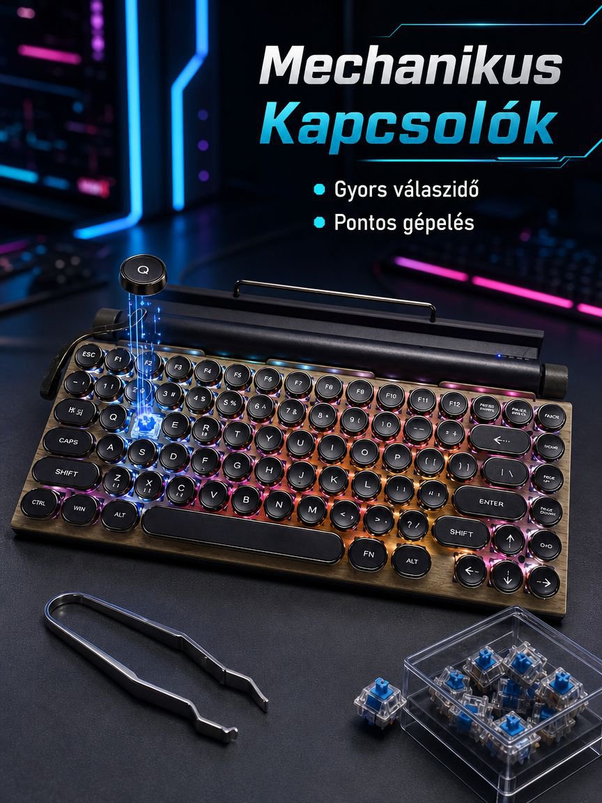 Punk retro mechanikus billentyűzet
