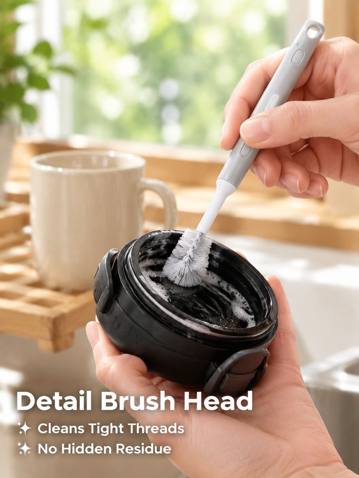 Telescopic portable cup cleaning brush