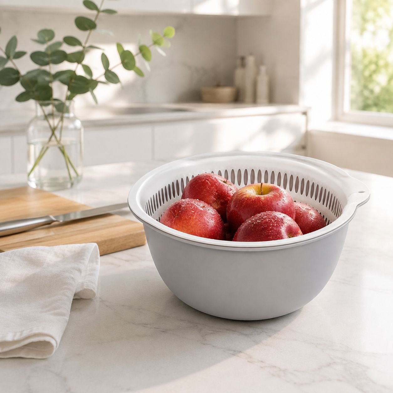 Doppeltes Abtropfkorb-Set, 6-teiliges Küchen-Set für Obst und Gemüse