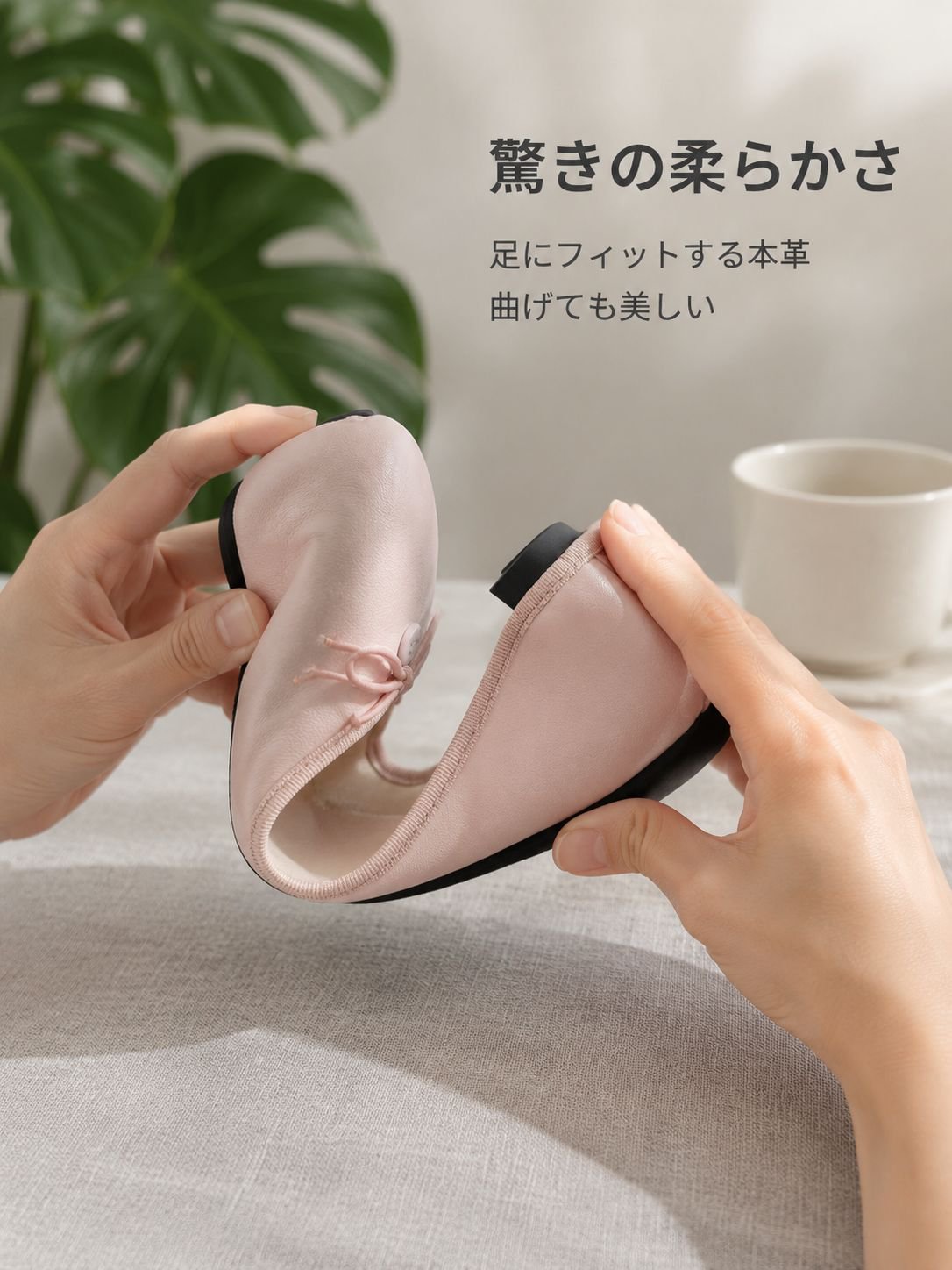 柔らかい革製の女性用リボンシューズ  レディースシューズ