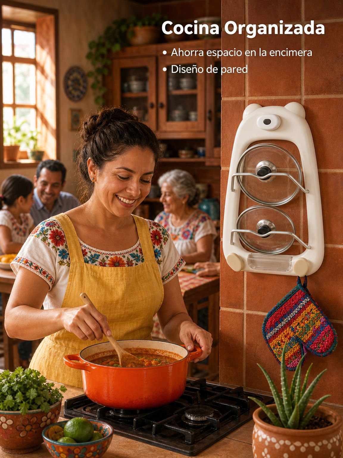 Soporte multicapa de tapas de ollas con ventosa para el hogar