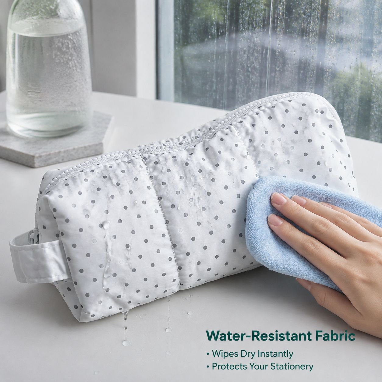 Korean Style Polka Dot Stationery Bag, Portable Handheld Pencil Organizer