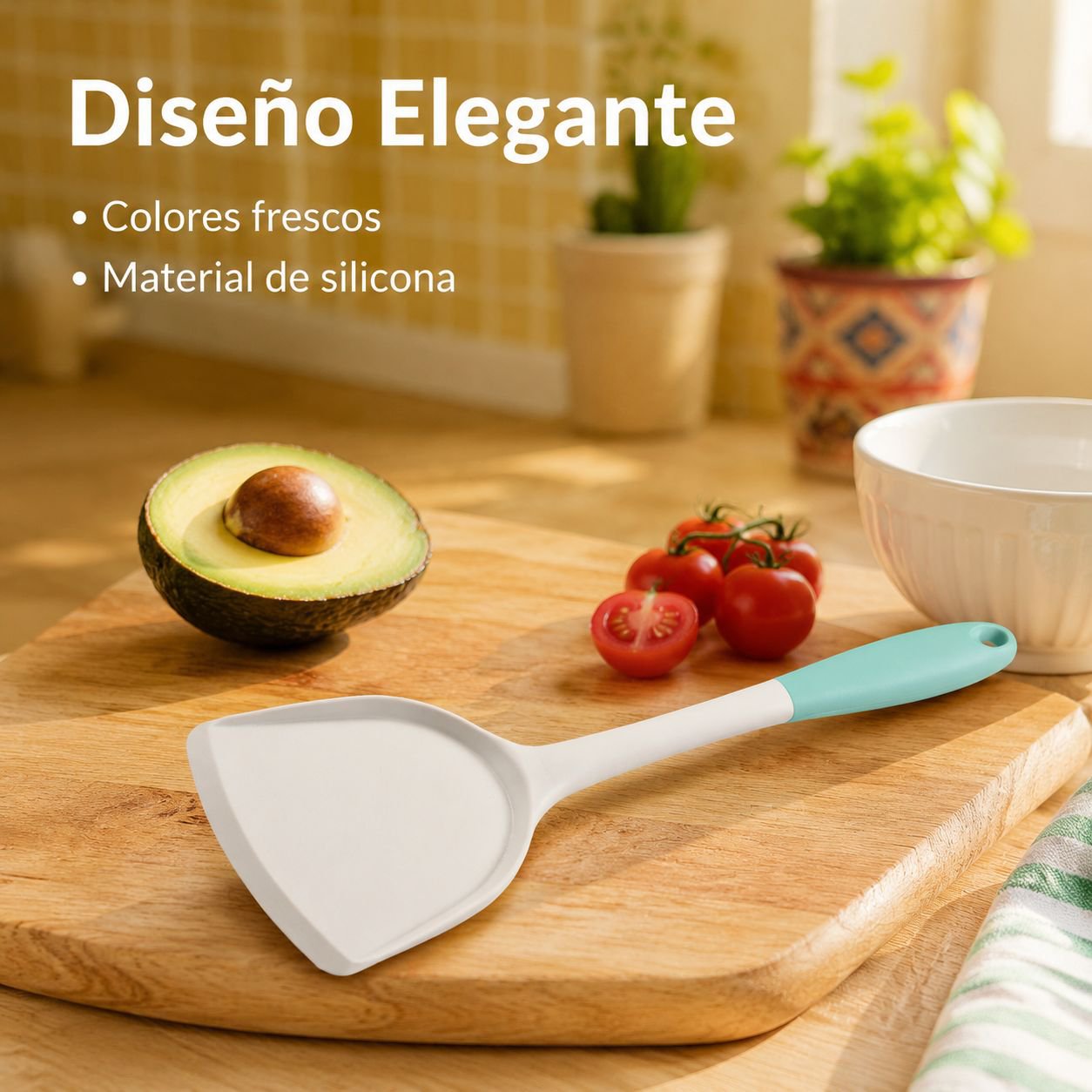 Espátula de silicona para utensilios antiadherentes