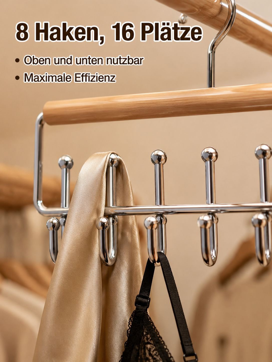 Kleiderbügel aus massivem Buchenholz – Vielseitiger Aufhänger für Unterwäsche, Schals und Krawatten