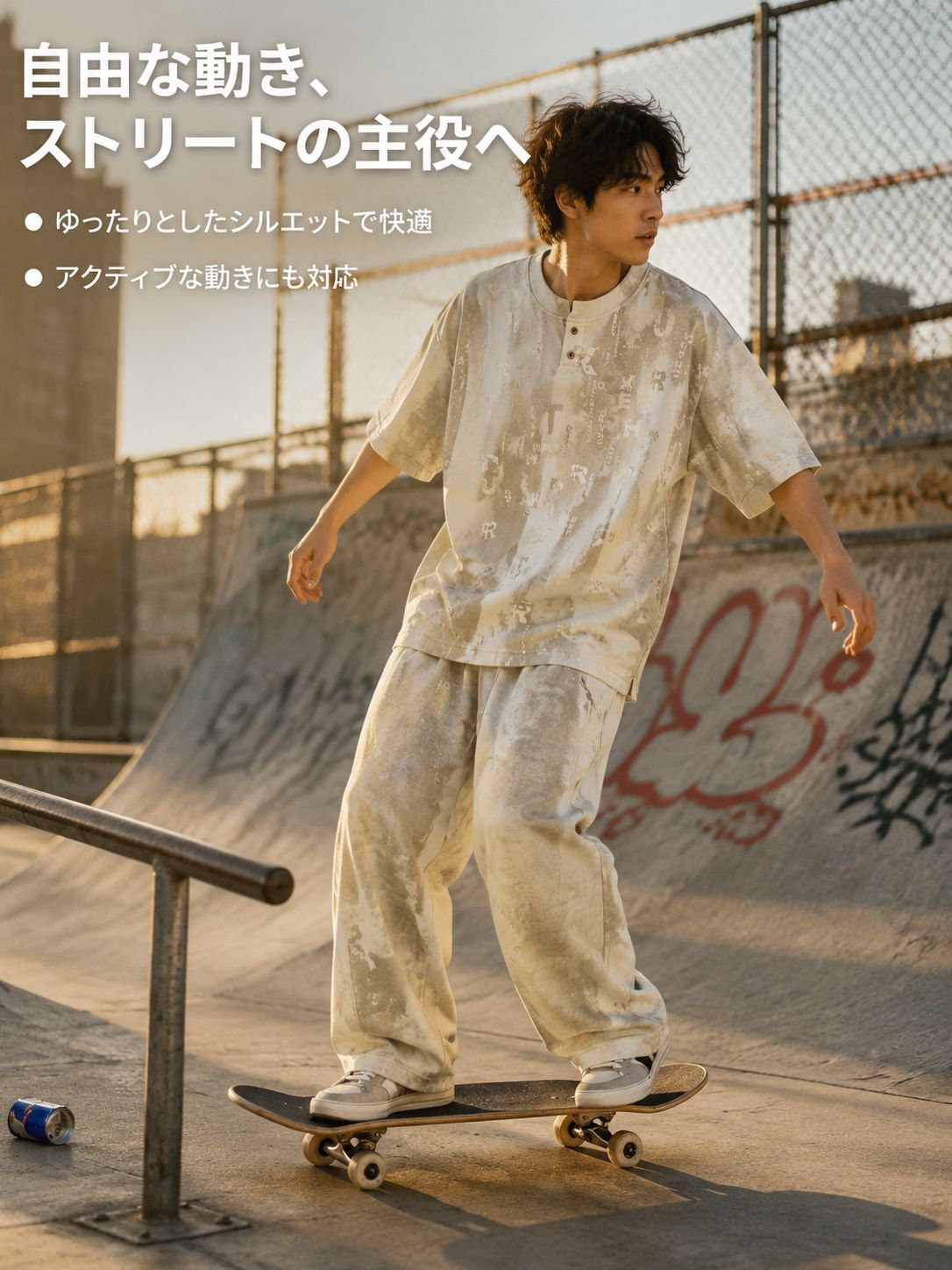 メンズ サマータイダイセットアップ 半袖Tシャツ＋パンツ ゆったり＆着回し力抜群