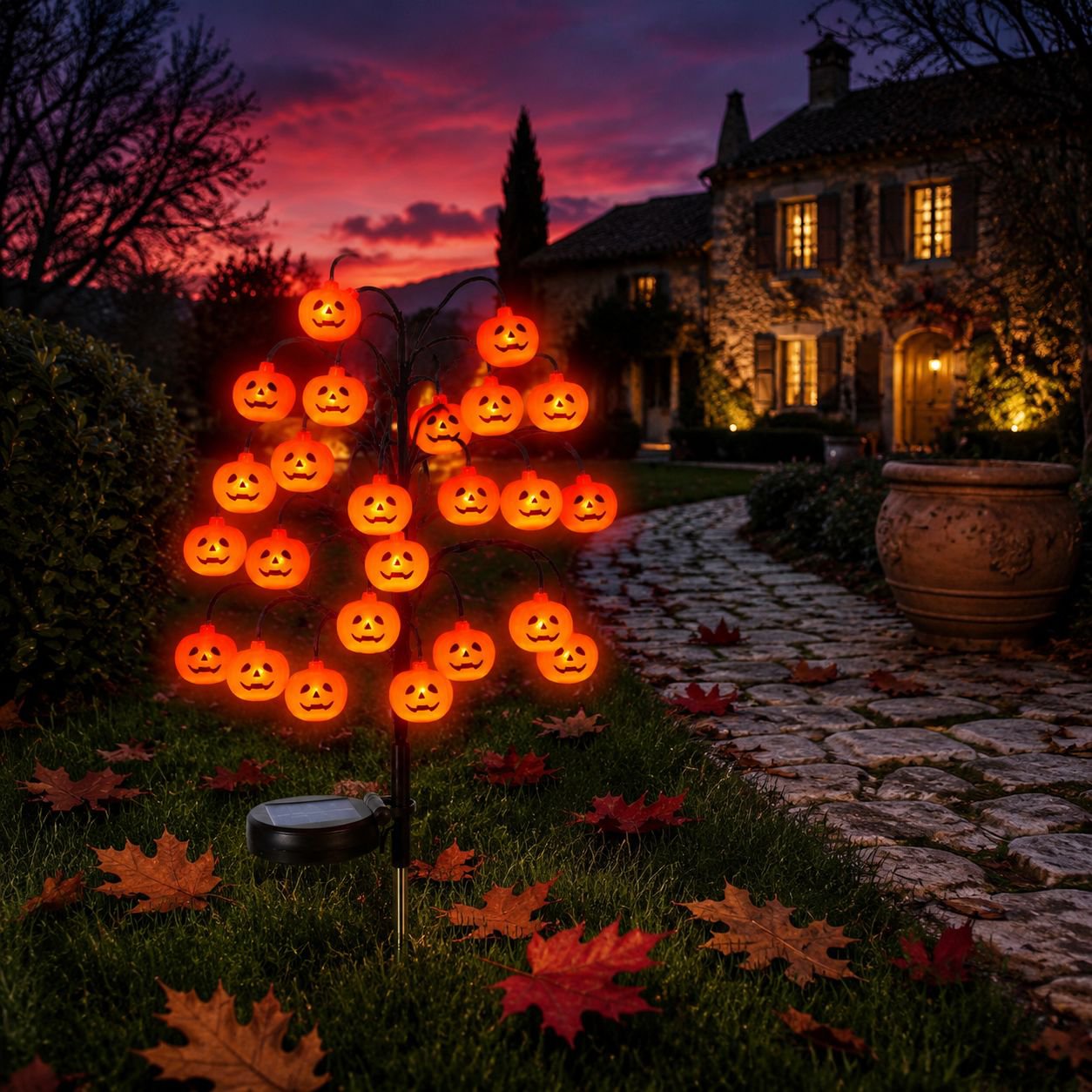 Lampe solaire citrouille d'Halloween JMY - Lampe à branches JMY-Halloween