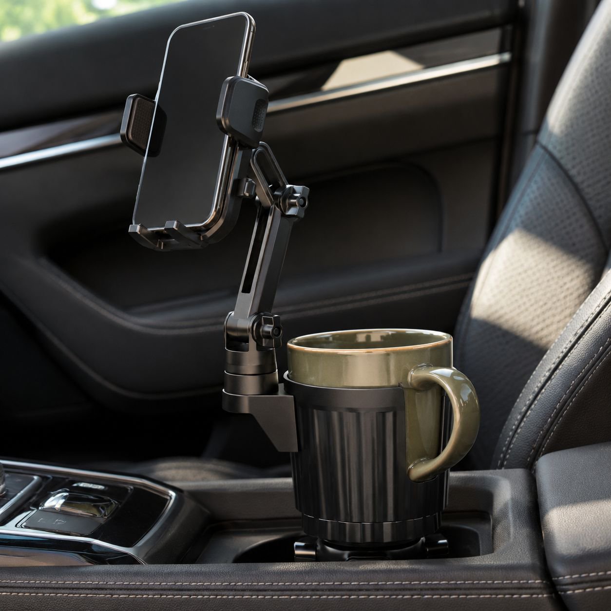 2-in-1 Getränke- und Handyhalter für die Mittelkonsole im Auto
