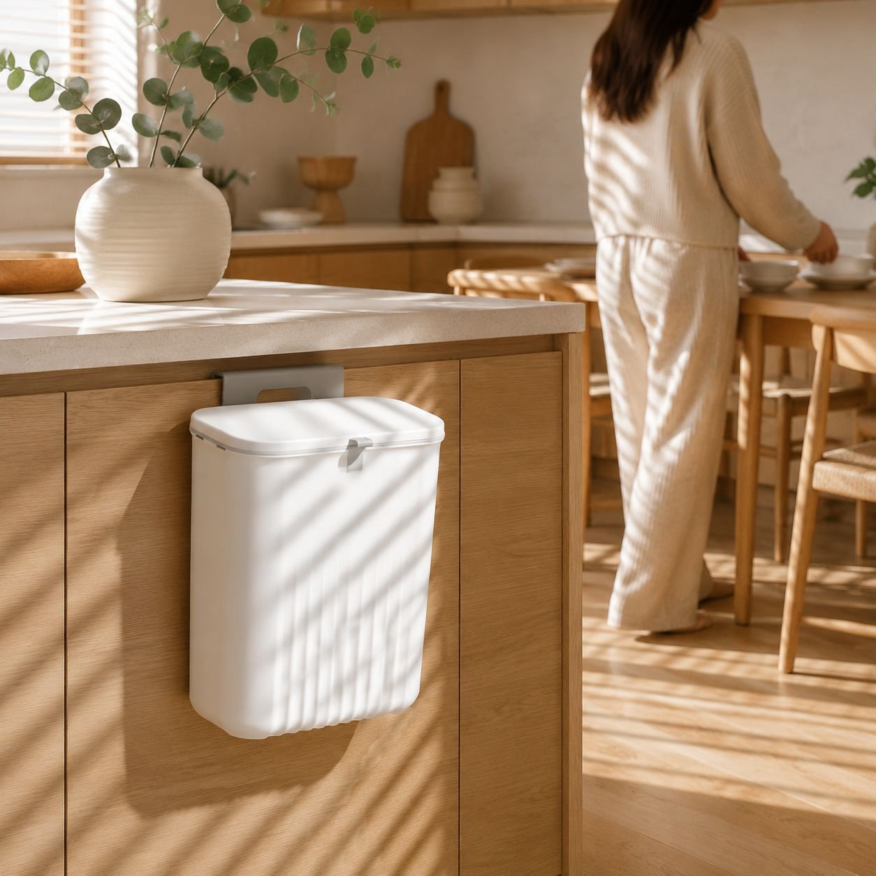 슬라이드 커버로 냄새 차단되는 휴지통