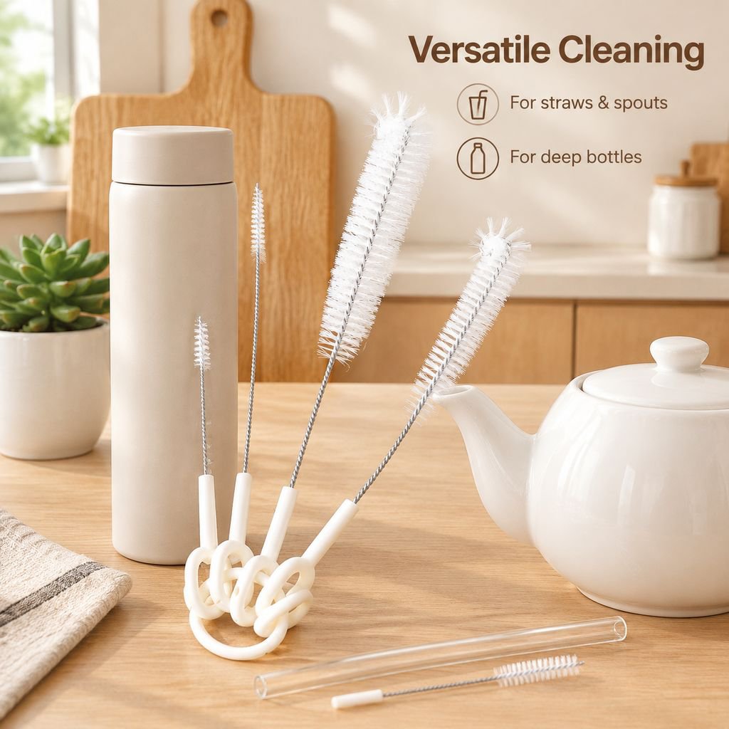 5-Piece Cleaning Brush Set Straw Cup Teapot Spout Crevice and Bottle Brush