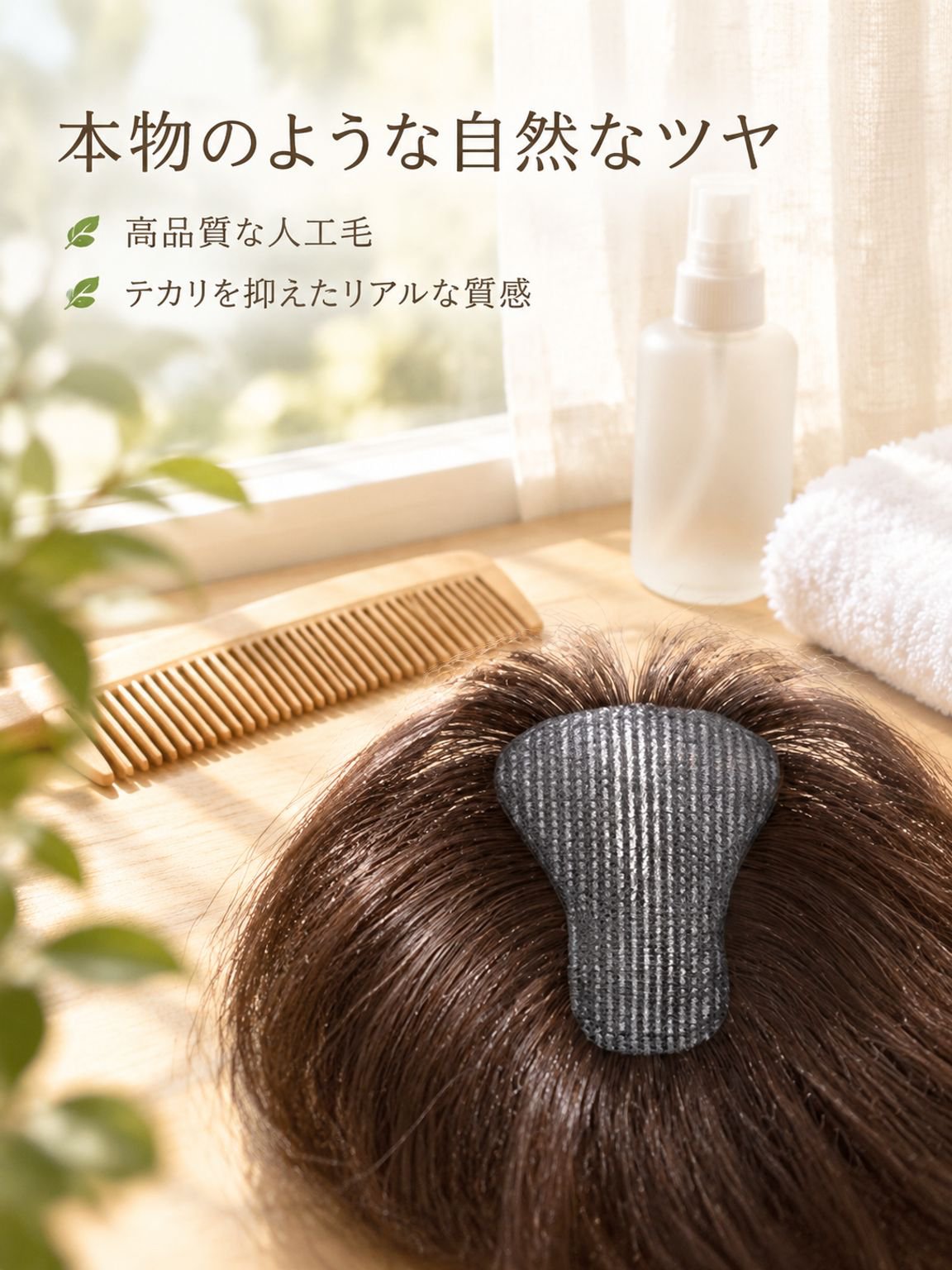 面ファスナー式前髪ウィッグ（白髪隠し用）