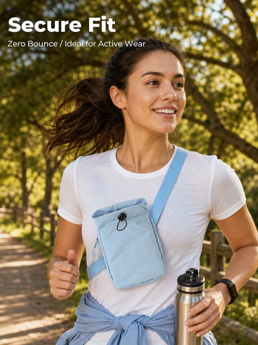 Portable Drawstring Phone Bag, Lightweight Leisure Crossbody Bag, Special for Hiking and Trekking