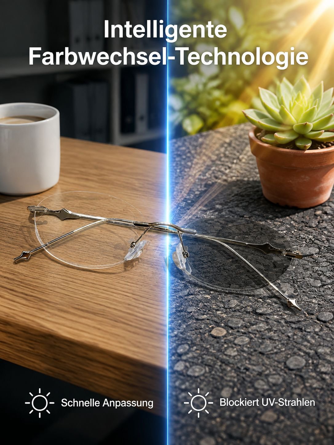 Neue randlose, photochrome, ultraleichte Business-Brillengestelle