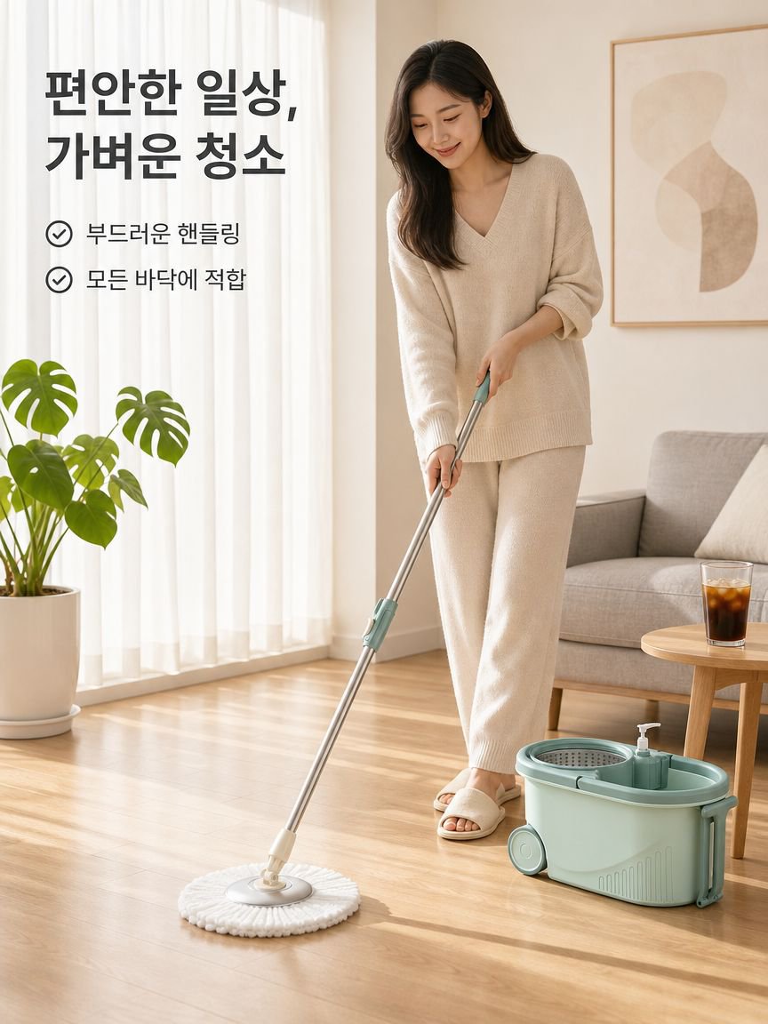 가정용 물걸레통세트 게으름뱅이 물걸레 손세탁 회전구동 물걸레통세트 탈수