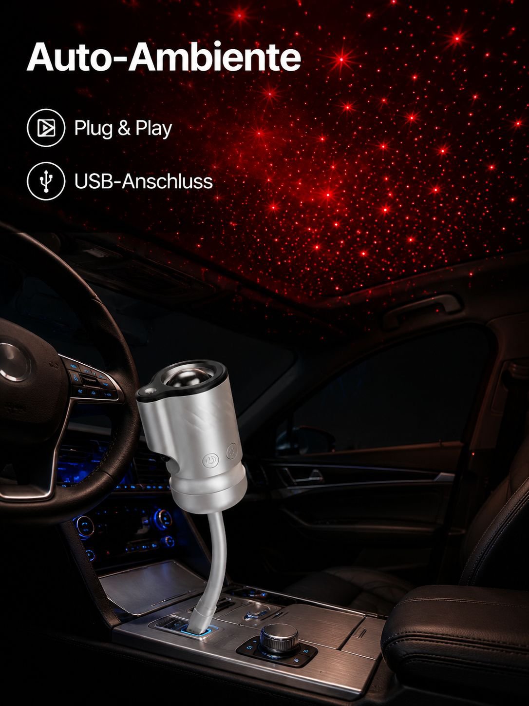 USB Sternenprojektor Nachtlicht für Auto und Zuhause, romantische Atmosphäre Lampe