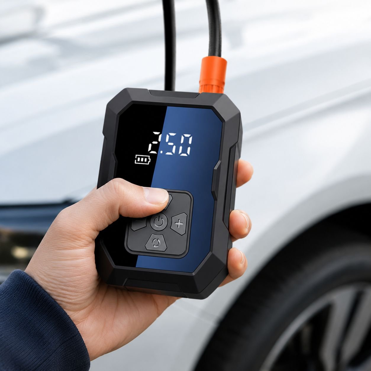 自動充電・停止機能を備えた新型自動車用エアポンプ、ポータブル自動車用エアポンプ、電動自動車用タイヤインフレーター。