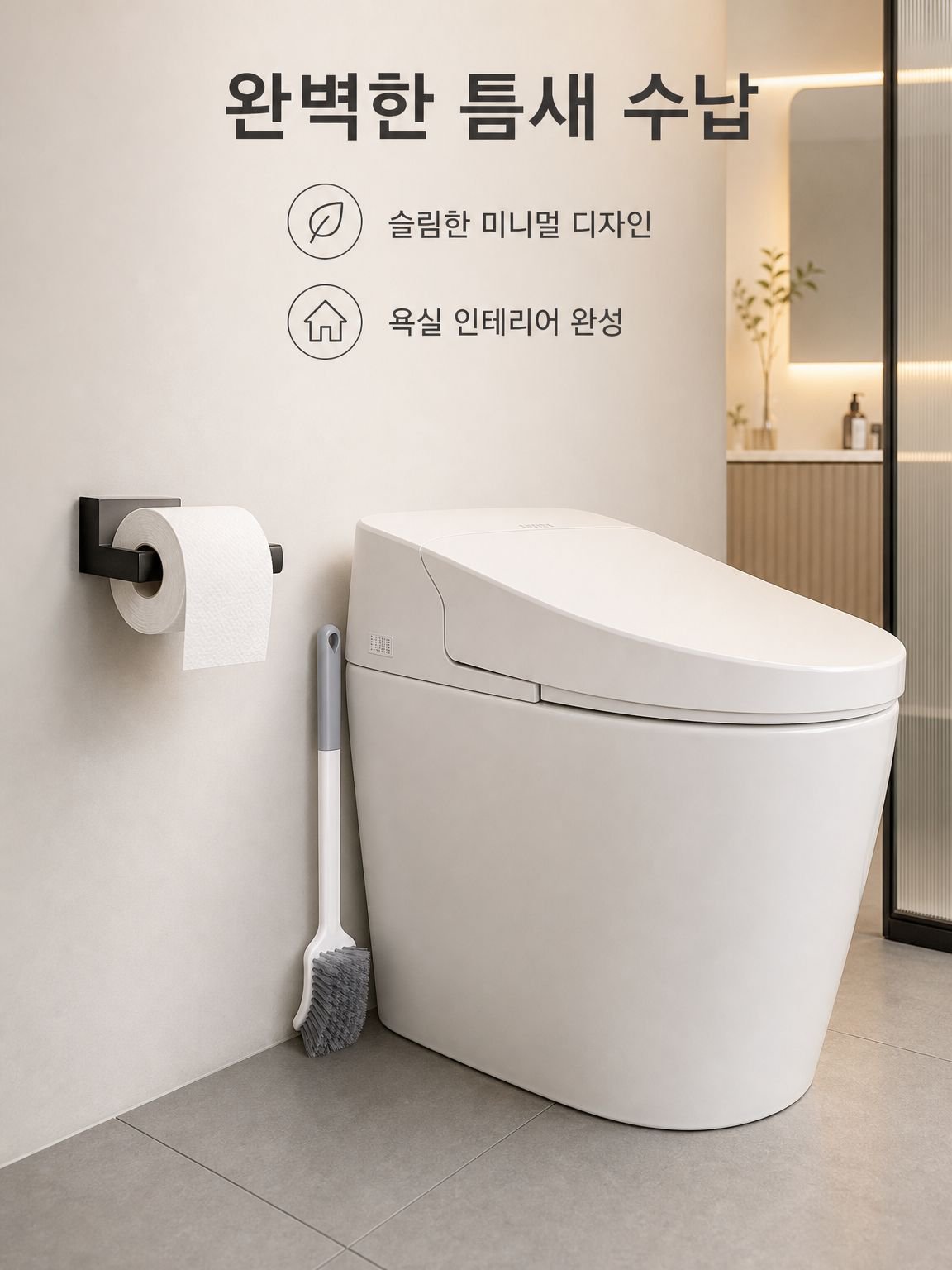 스쿼트 전용 롱핸들 변기솔 화장실 청소 브러시