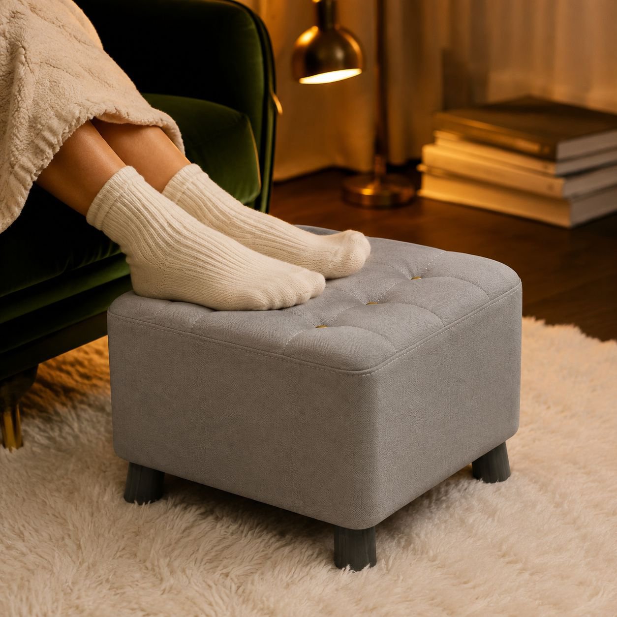Tabouret d'entrée carré créatif, également repose-pieds pour canapé