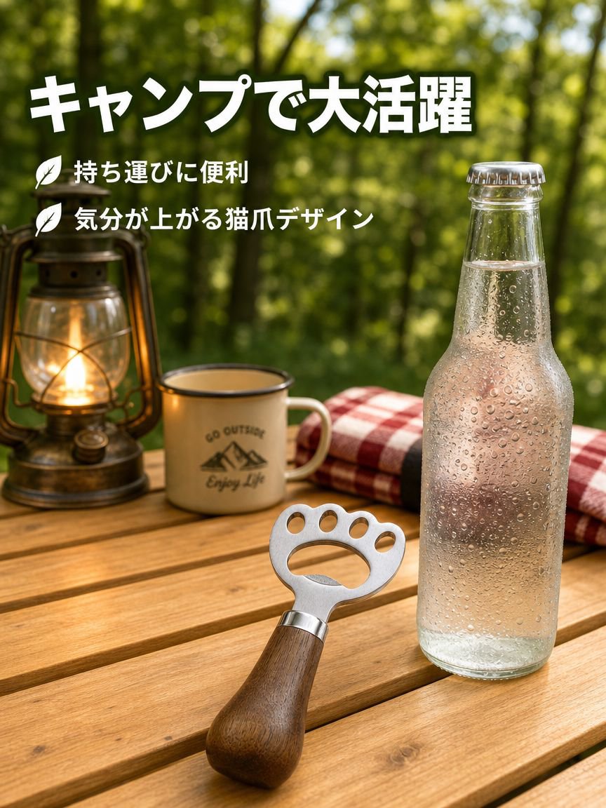 吊り下げ穴付きの携帯用木製栓抜き