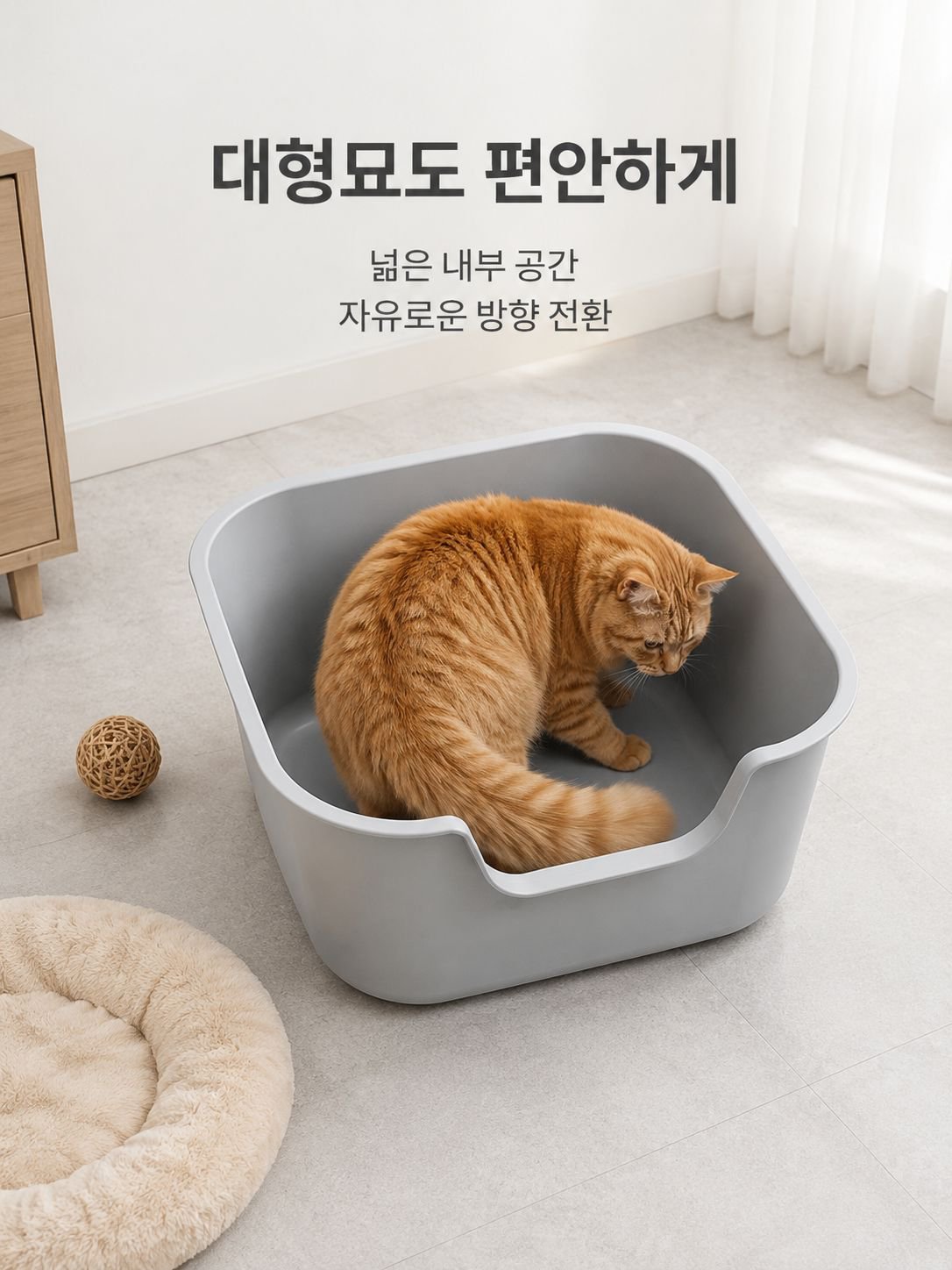 오픈형 고양이 화장실 대용량 플라스틱 고양이 화장실