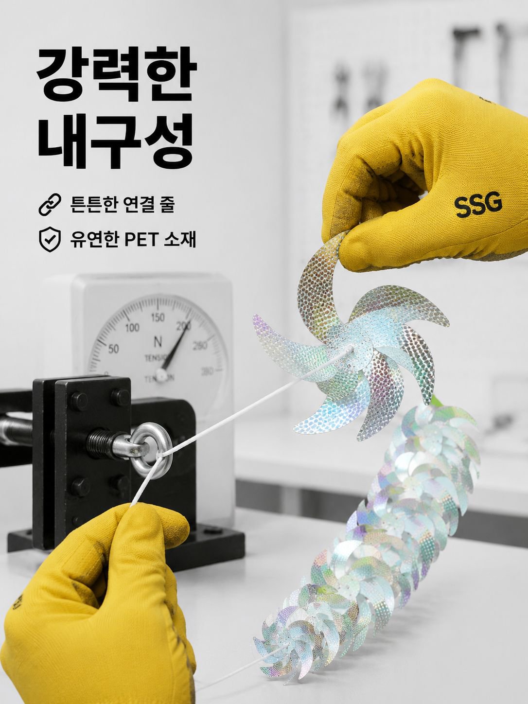 정원용 새 퇴치 반사 바람개비 설치 모습