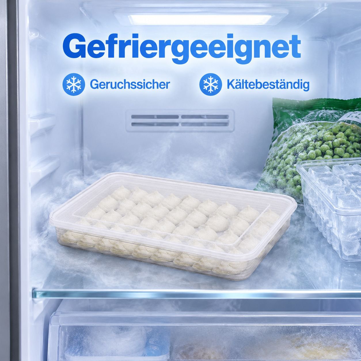 Teigtaschen Gefrierbox Dumpling Frischhaltebox für Kühlschrank Lebensmittelecht
