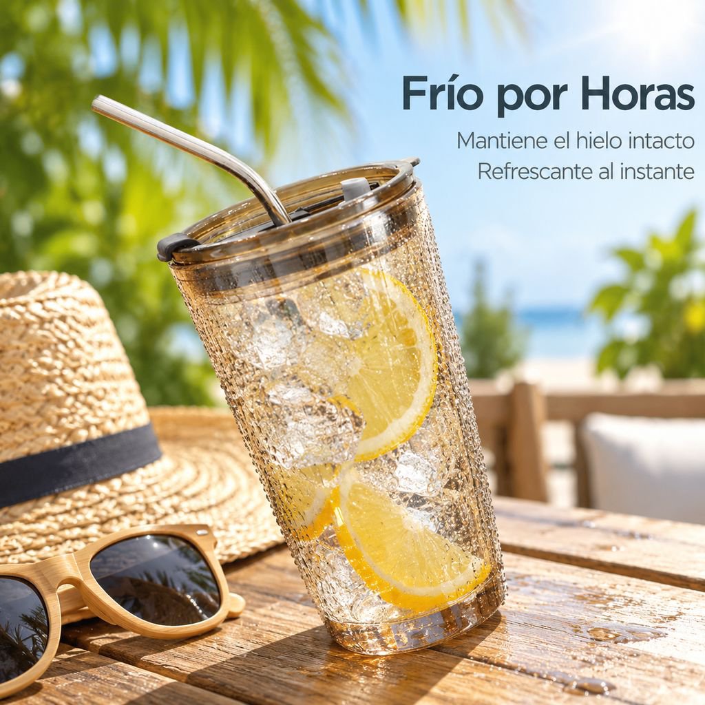 Vaso de Vidrio Aurora Boreal con Tapa y Pajita para Té y Agua