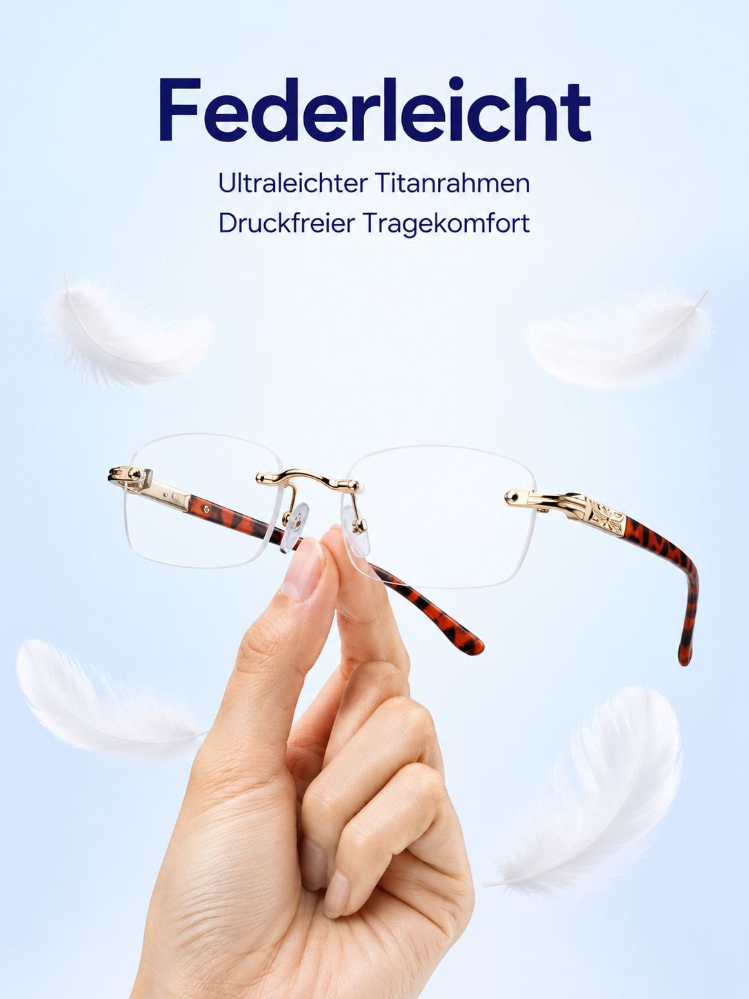Leichte Titanrand-Lesebrille mit Blaulichtschutz