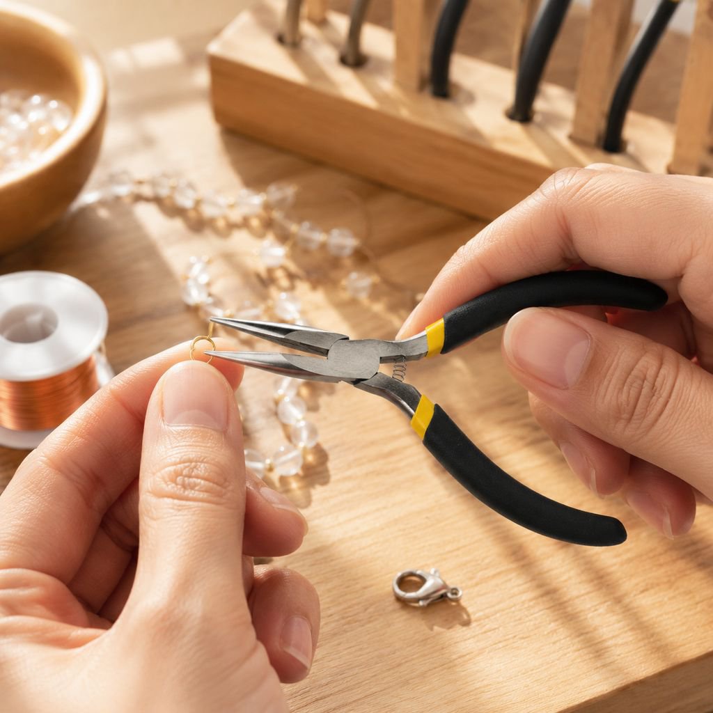 Mini Needle Nose Pliers gripping a tiny wire