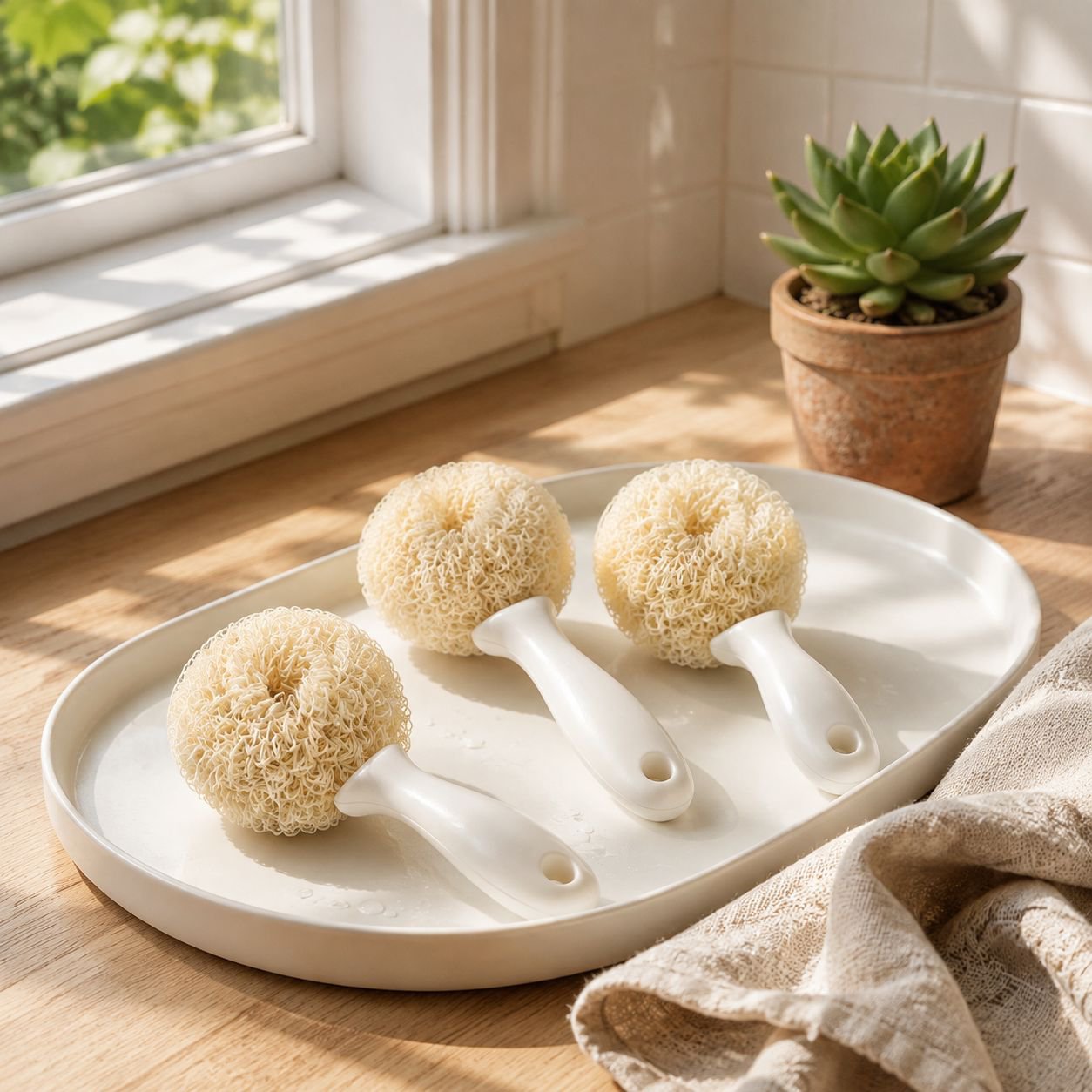 Scrubbing ball that won't damage pots or hands, a kitchen scrubber and dishwashing tool with a handl