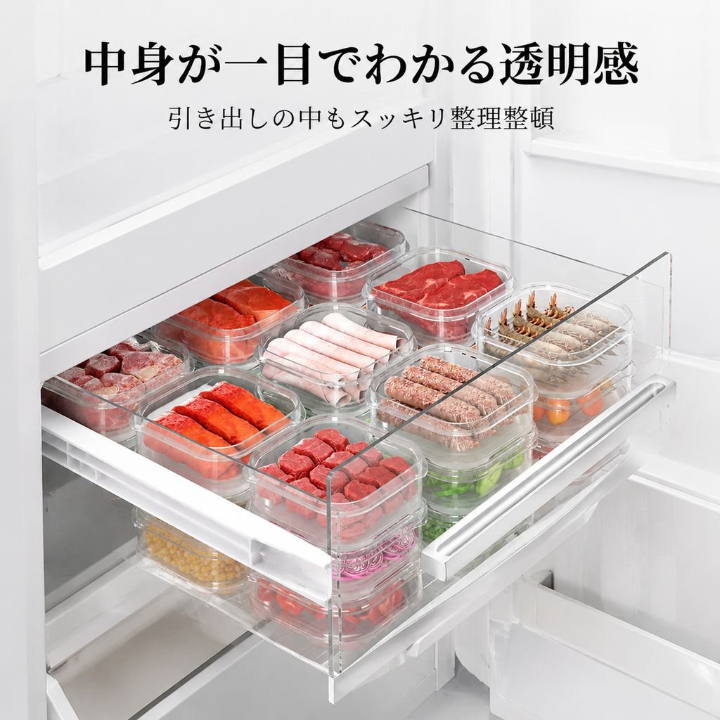 食品グレードの冷蔵庫用保存容器、蓋付き冷凍庫用容器、食品、餃子、野菜、その他の食品用の密閉容器。