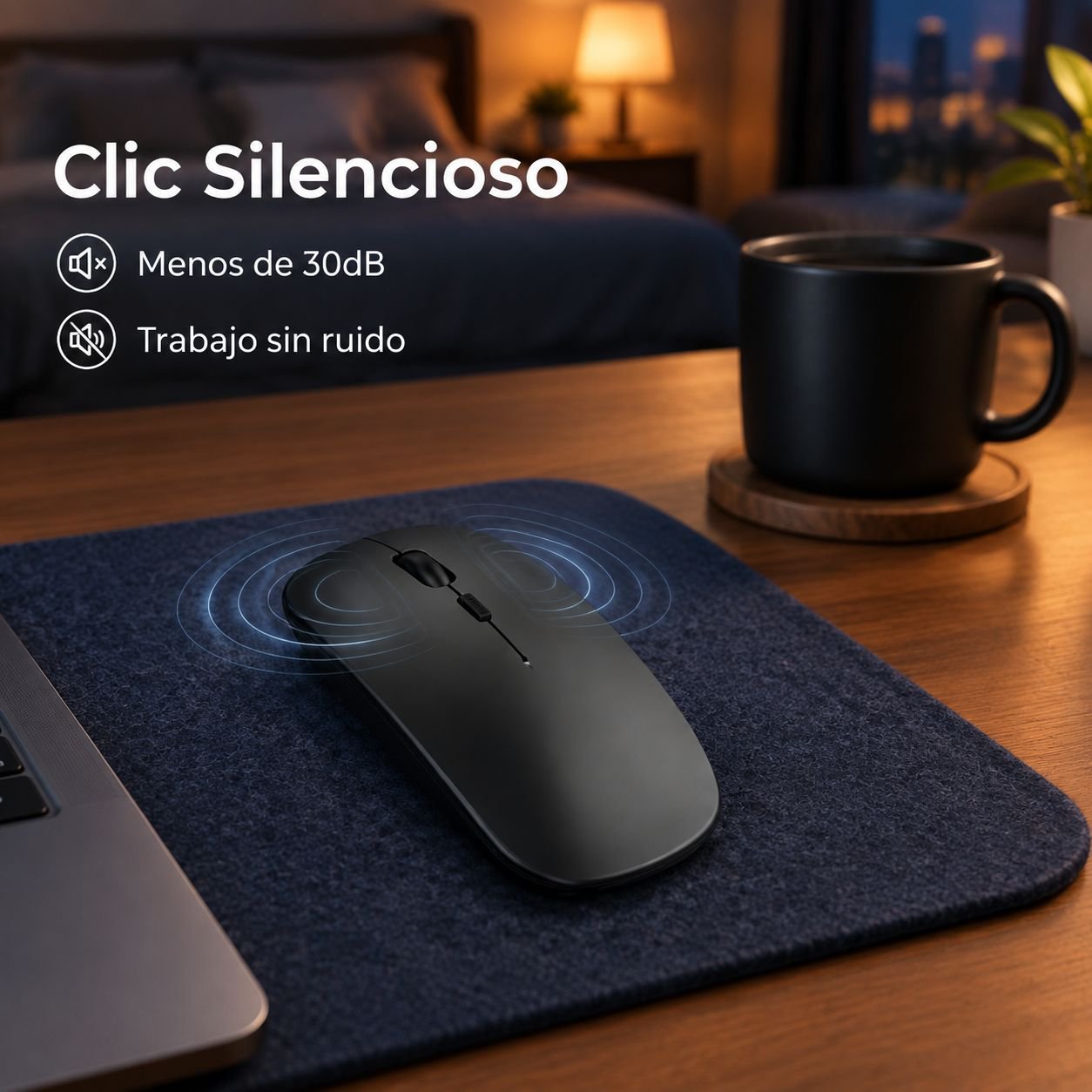 Ratón inalámbrico silencioso de doble modo con retroiluminación colorida