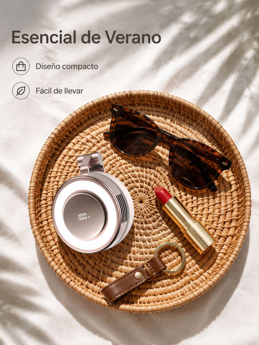 Ventilador portátil sin aspas con luz nocturna USB, luz de relleno magnética y clip giratorio