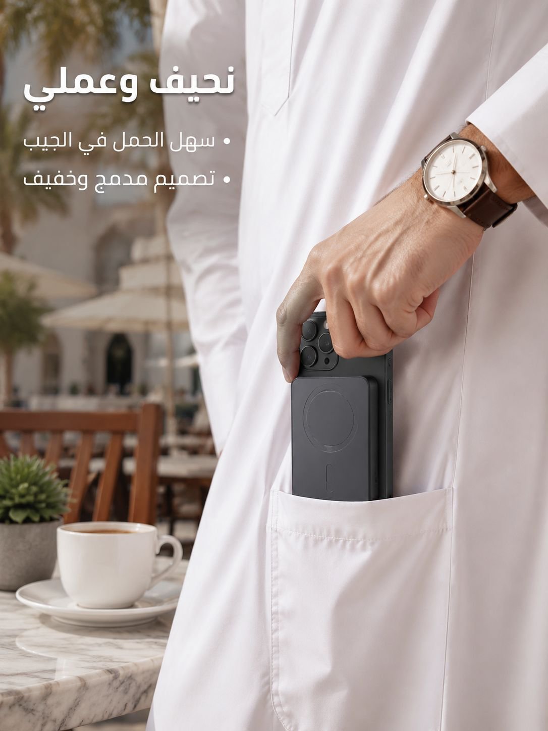 شاحن متنقل نحيف مضغوط مع جذب مغناطيسي من سبائك الألومنيوم