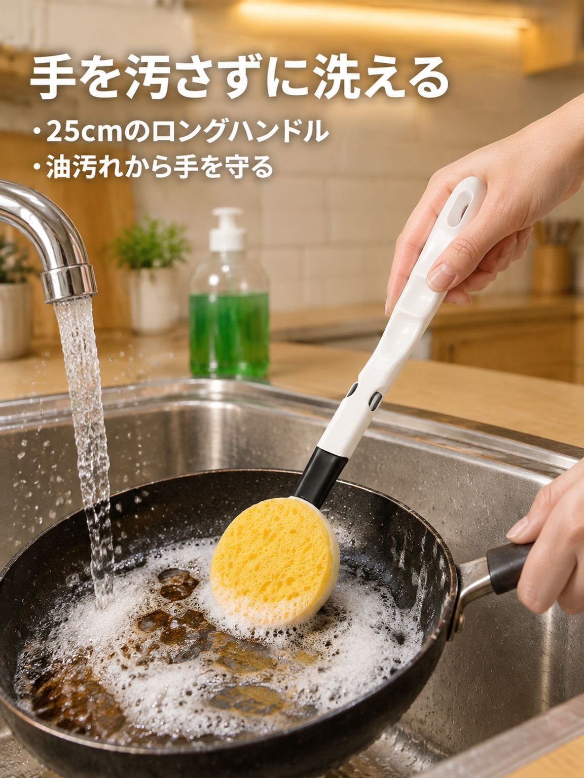 家庭用長柄食器洗いブラシ