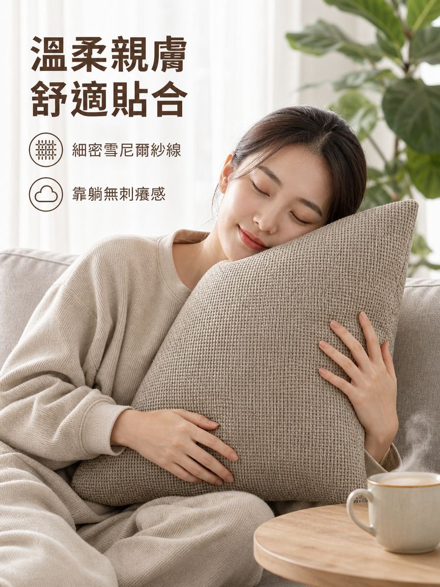 粗針雪尼爾抱枕