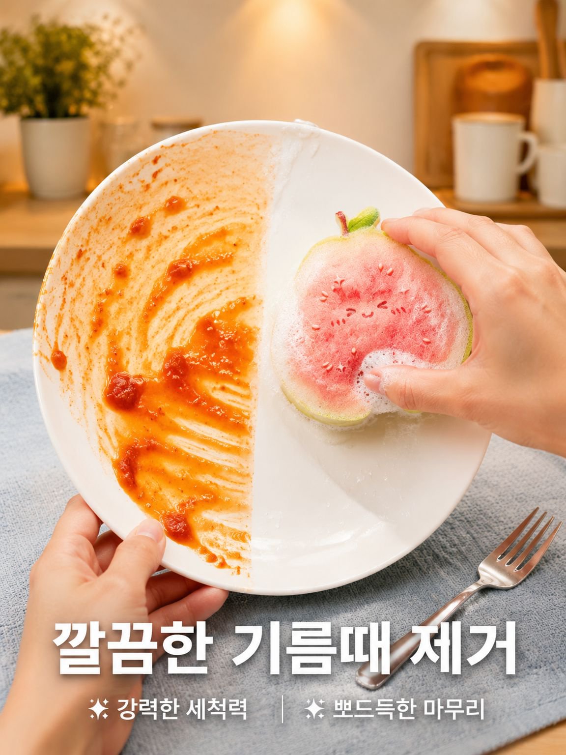 캐릭터 과일 목재 펄프 면 식기 세척용 수세미