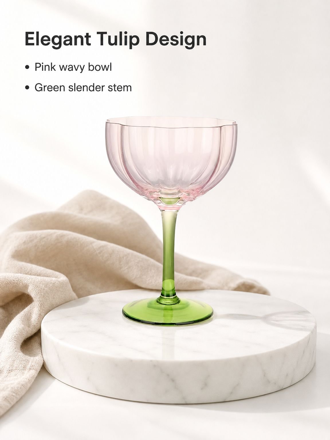 Crystal glass high footed red wine glass short petal champagne glass
