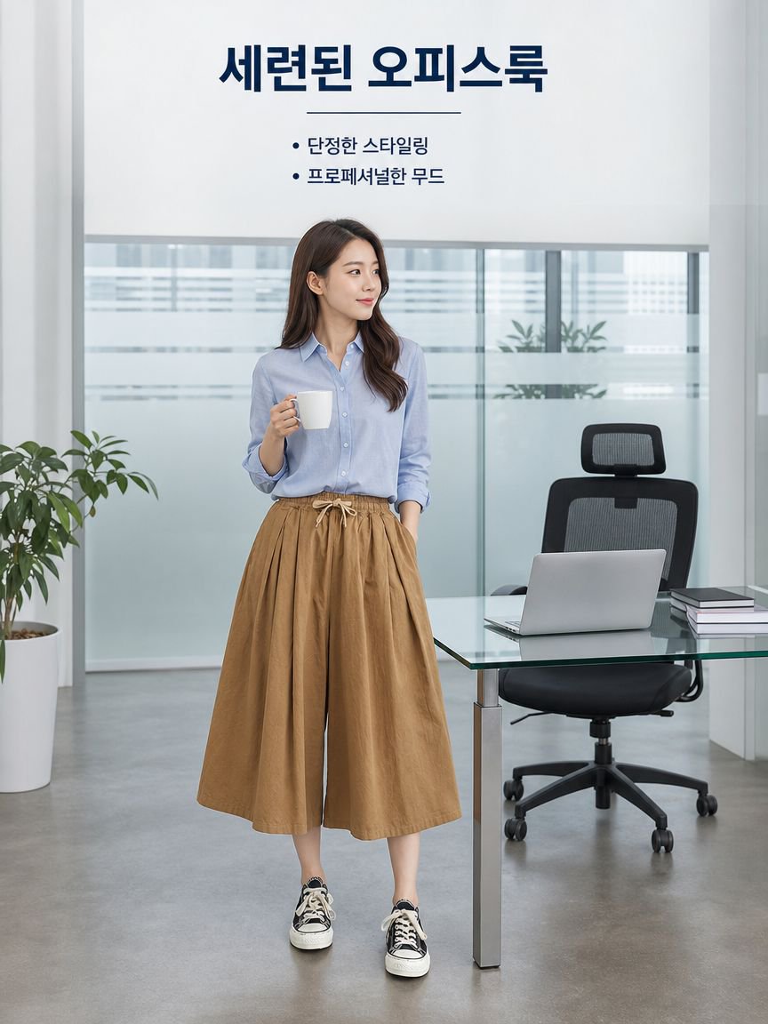 하이웨스트 탄력 슬림 9부 와이드 팬츠 여성 여름 레저 바지
