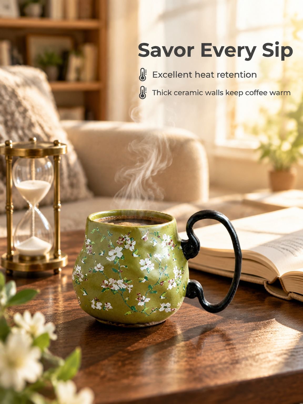 Top view of the handmade ceramic mug showcasing its smooth interior finish