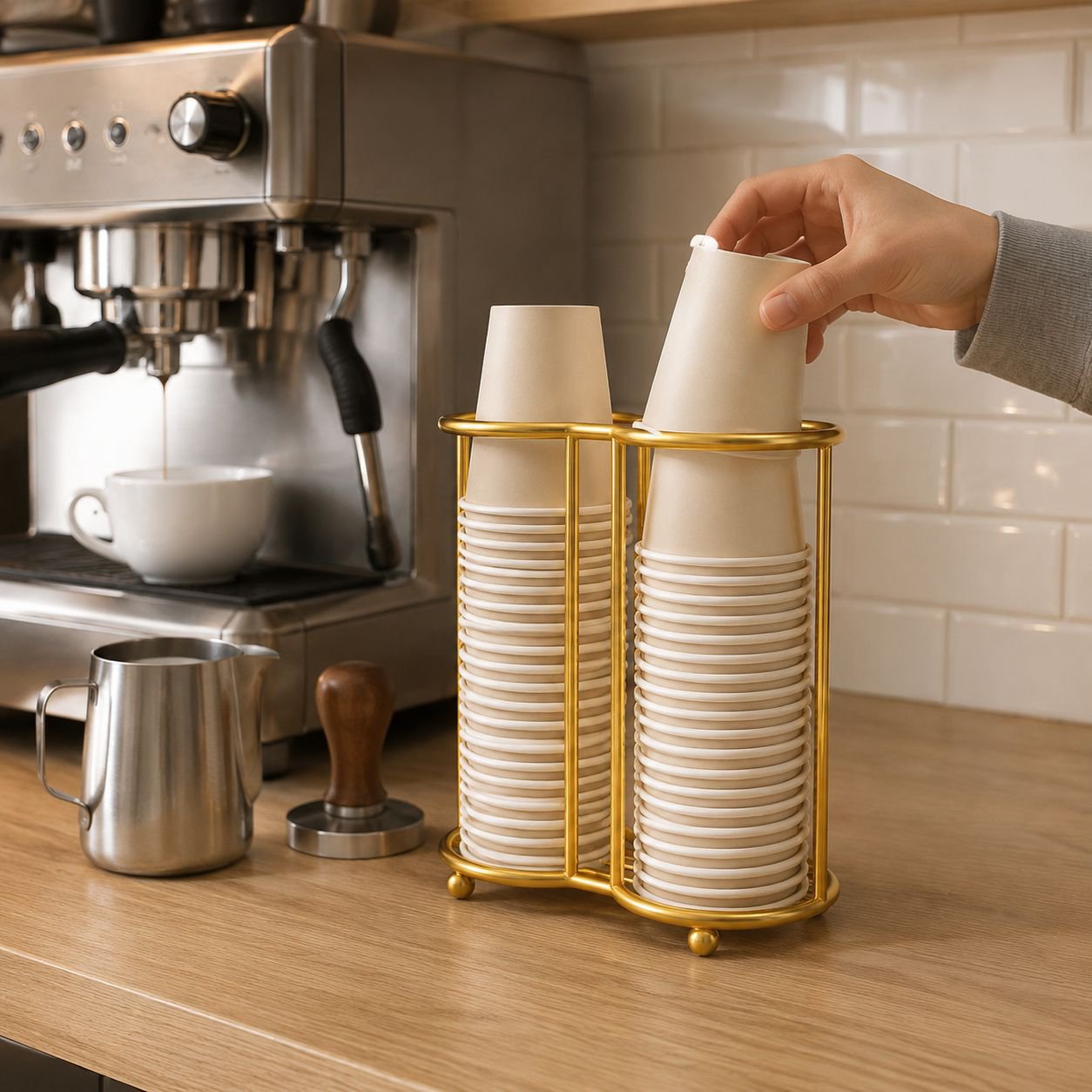 Cup storage rack, bar counter milk tea and coffee cup holder, disposable paper cup dispenser, multi-