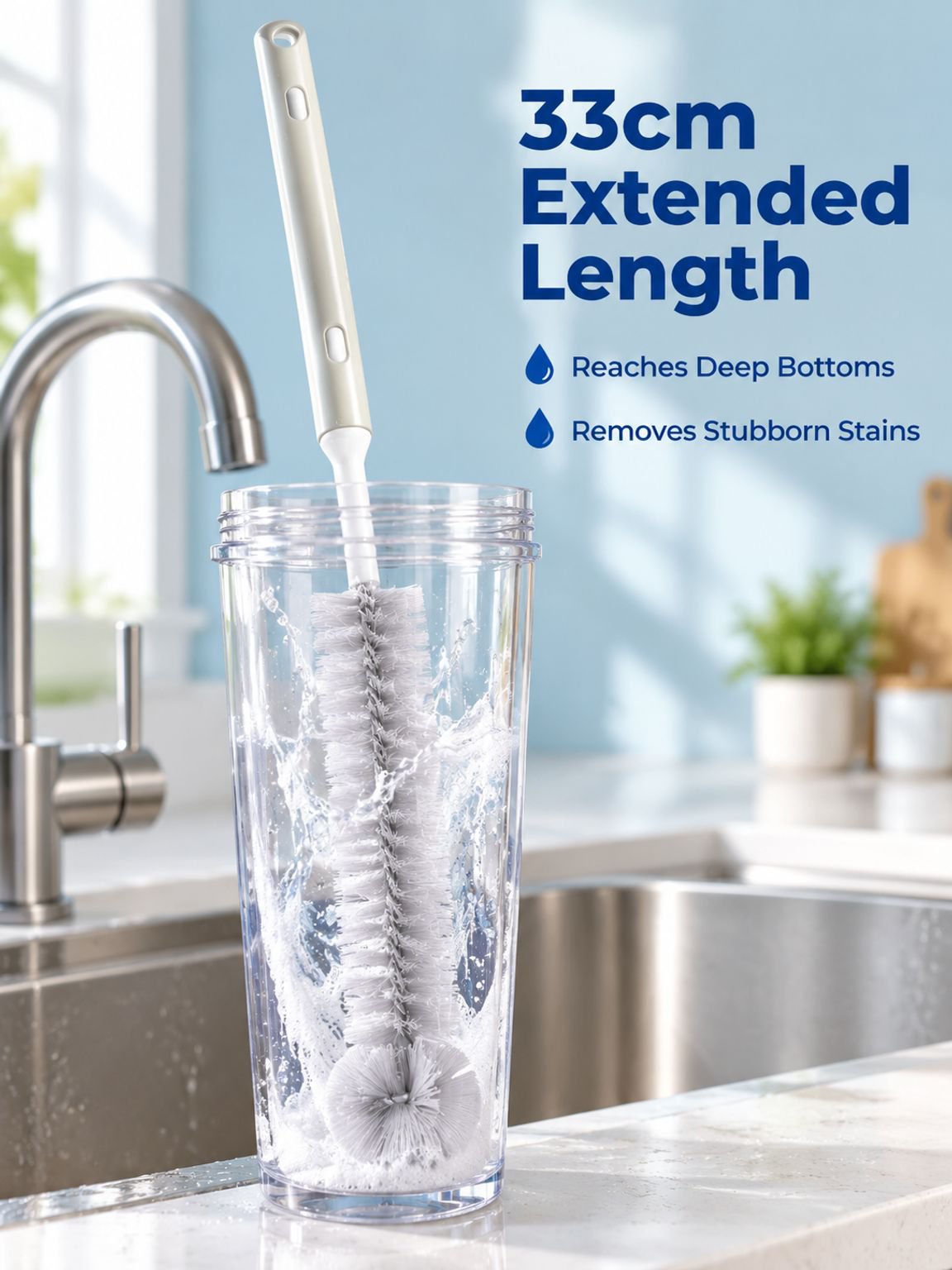 Telescopic portable cup cleaning brush