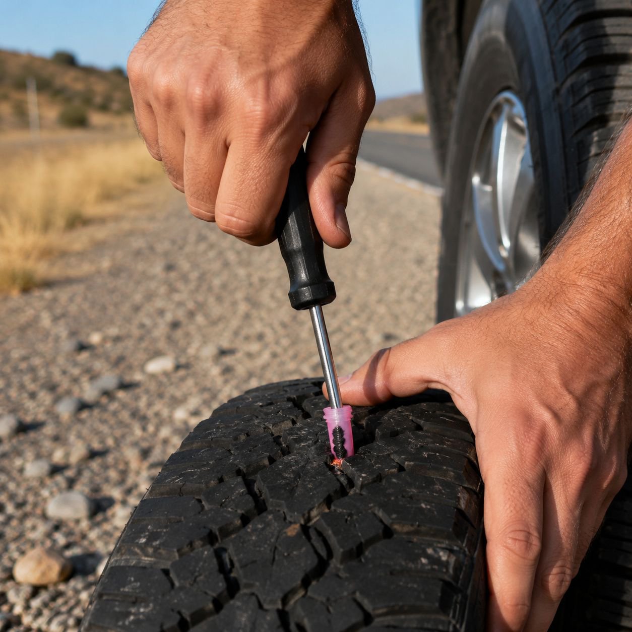 Easy-to-use car and motorcycle tire repair kit