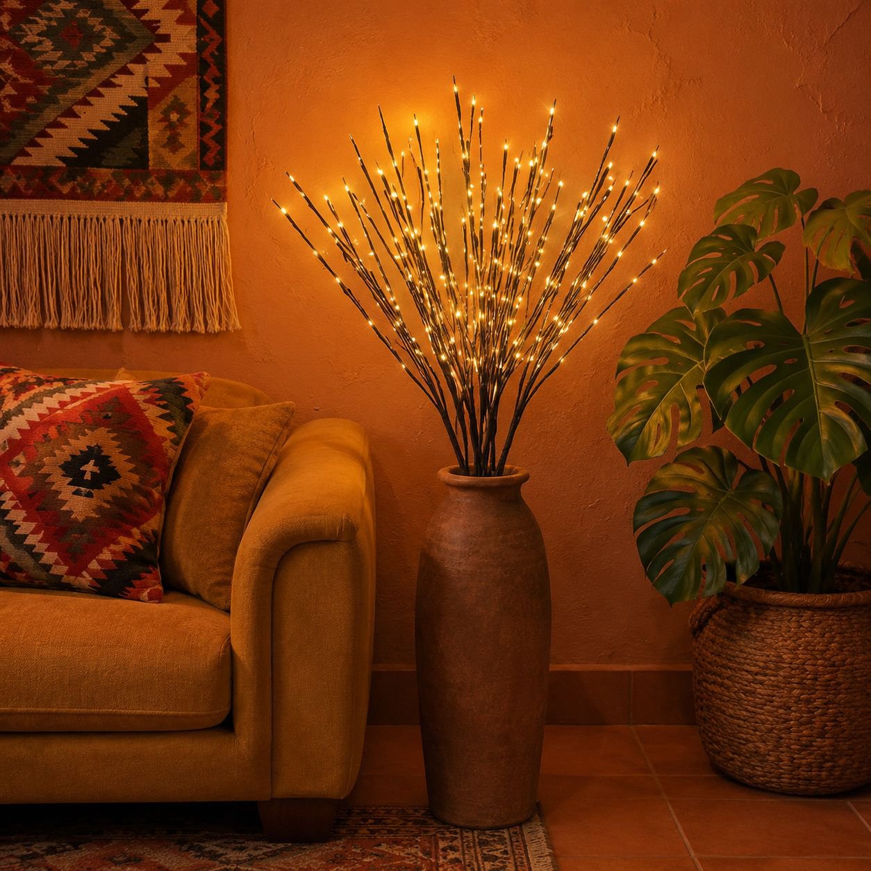 Lámpara de rama de estrella LED, decoración creativa de flores estilo nórdico