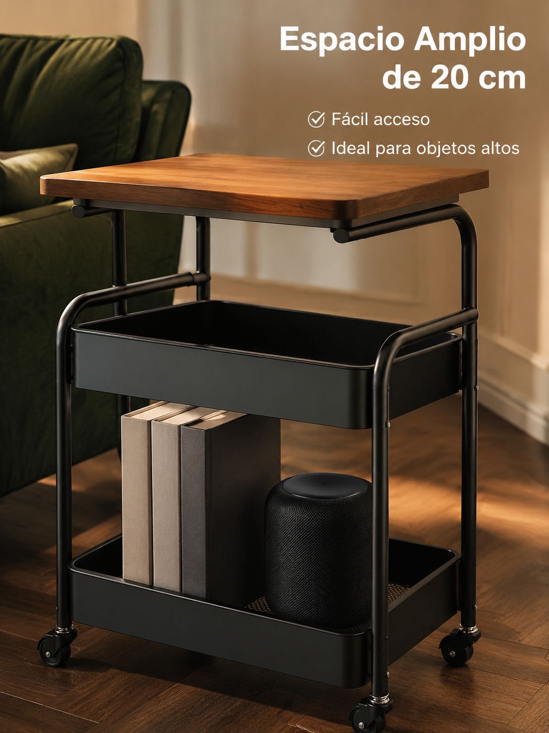 Mesa para sofá fácil de mover color crema