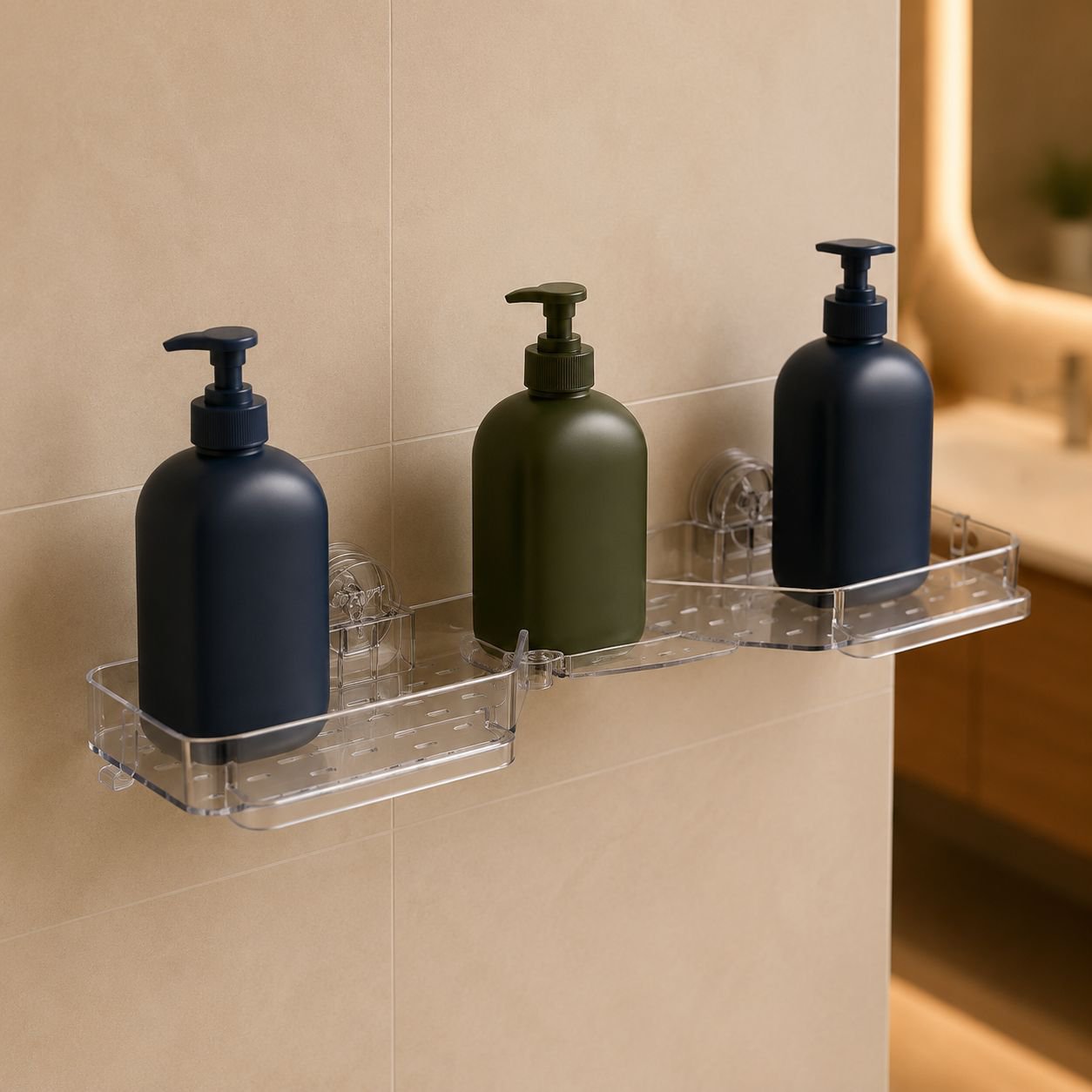 No-drill Suction Cup Bathroom Organizer