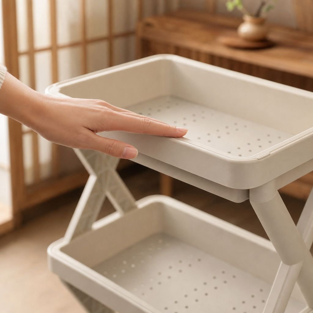 トイレットペーパーを収納したワゴン内部
